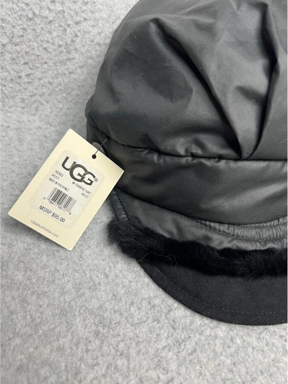 Y2K UGG Nylon Classic Winter Mini Newsboy shearling-trimmed brim One Size New - Picture 5 of 6